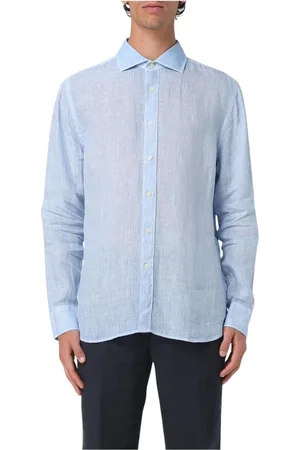 120% Lino Hombre, Camisas, Azul, Talla: L