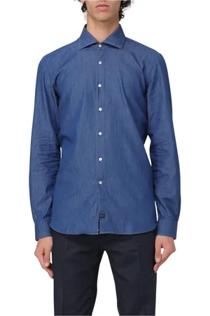 FAY Hombre, Camisas, Azul, Talla: M