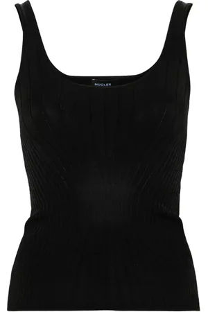 MUGLER Mujer, Camisetas, Negro, Talla: S