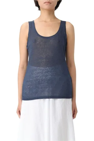 120% Lino Mujer, Camisetas, Azul, Talla: L