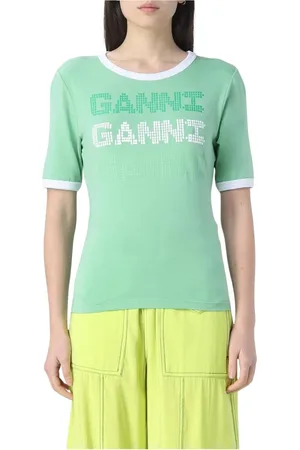 Ganni Mujer, Camisetas, Verde, Talla: L
