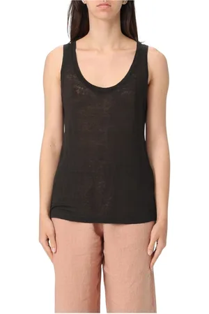120% Lino Mujer, Camisetas, Negro, Talla: M