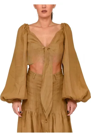 ACTUALEE Mujer, Blusas y Camisas, Marrón, Talla: XS