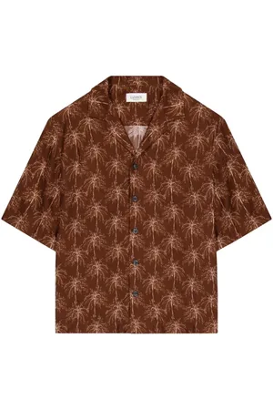 LANEUS Hombre, Camisas, Marrón, Talla: S