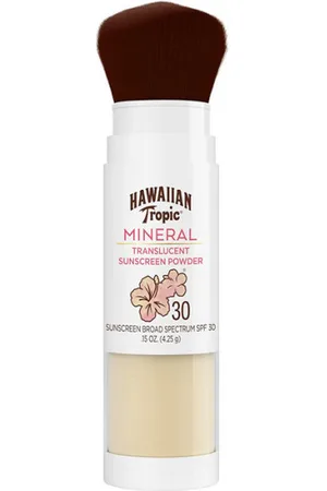 Hawaiian Tropic Protección solar/Brocha de maquillaje en polvo con protección de SPF +30