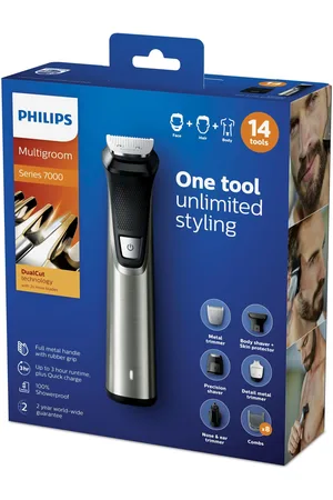 Philips MG7745/15 Recortadora 14 en 1 Maquina recortadora de barba y Cortapelos para hombre, óptima precisión, tecnología Dualcut, autonomía de 180 minutos, batería, Negro/Plata