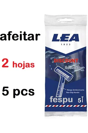NoBrand MAQUINILLA AFEITAR LEA DISCOUNT CUCHILLAS DESECHABLES 2 HOJAS BOLSA 5 UNIDADES FESPU SHOP