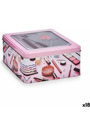 NoBrand BB Home-Caja de Almacenaje Maquillaje Rosa Hojalata 18 x 8,5 x 18 cm (18 Unidades)