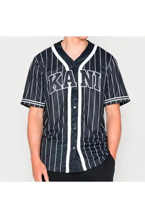 Karl Kani SERIF PINSTRIPE BASEBALL SHIRT - Camisa - dark green