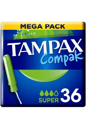Tampax Compak Tampón Super - Aplicador Retráctil - Inserción Fácil - Higiénico - Flujo Abundante