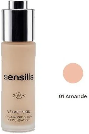 Sensilis Velvet Skin Maquillaje & Serum Hialurónico Nº 1 Amande, 30 ml.