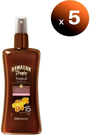 Hawaiian Tropic Pack de 5 unidades. Aceite Seco Bronceador, Dry Oil Protective, SPF 15, 200 ml