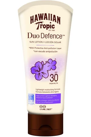 Hawaiian Tropic Duo Defence, Protección de Efectos Dañinos del Sol y de la Polución. SPF 30 y Resistente al Agua, 180 ml