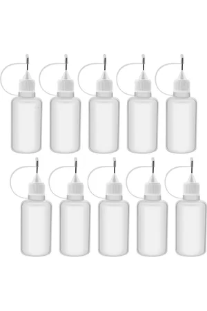 10pcs 30ml Plastic Squeezable Tip Applicator Refillable Dropper Bottles  With Needle Tip Caps For Gl