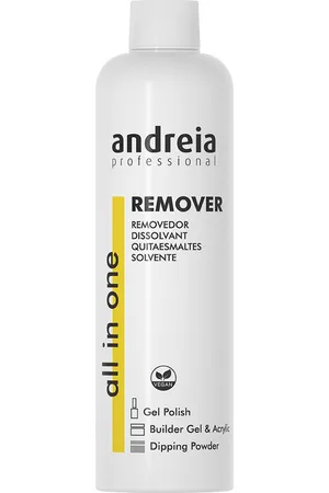 Andreia Professional all in one remover quitaesmaltes 250 ml, quitaesmalte diseñado para retirar facilmente las uñas postizas