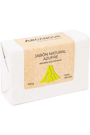 Arganour Jabón Natural Artesanal Azufre 100gr - Cuidado de la Piel Antiinflamatorio, Exfoliante y Antibacteriano