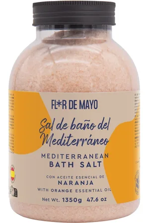 Flor De Mayo Sal de Baño con Aceite Esencial de Naranja, 650 g.