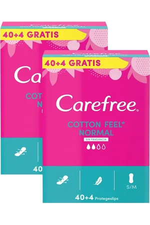 Carefree Protege Slips Maxi Normales Algodón 2 Paquetes x 44 Salvaslip, 88 Unidades