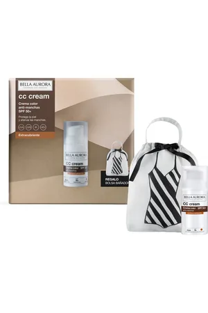 Bella Aurora Pack CC Cream Antimanchas Extracubriente SPF50+ 30 ml + Bolsa Bañador, Protector Solar Antimanchas, Crema Color Antimanchas, para Hiperpigmentaciones y Unificar Tono, Crema Solar Facial