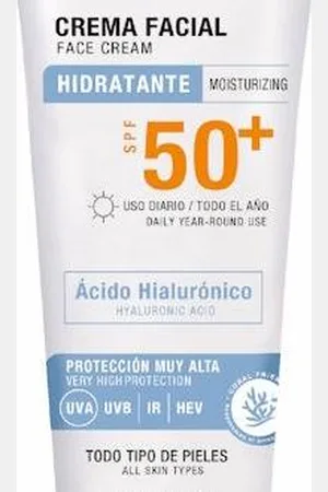 Babaria Crema Facial Hidratante SPF50+ Ácido Hialurónico 75 ml Crema Hidratante Protección Muy Alta Todo Tipo de Pieles