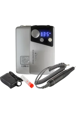 DAM Pulidora de uñas con batería recargable de 2000mAh, hasta 35.000rpm. Velocidad regulable. Incluye 1 cabezal de pulido. 13x7x3 Cm. Color: Gris