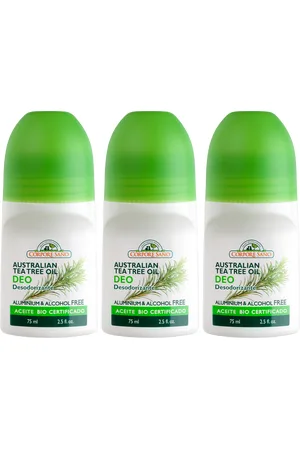 Corpore Sano DesodoranteTea Tree en roll-on, con extracto Bio de Árbol de Té, sin alcohol ni aluminio Pack 3x75 ml