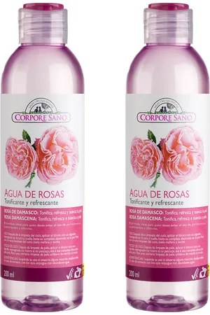Corpore Sano Tónico Agua de Rosas con Rosa Damascena de cultivo bio certificado para todo tipo de piel Pack 2x200 ml