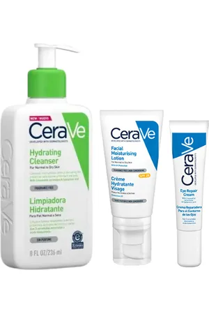 Cerave Hidratación Facial Pack - Gel Limpiador Hidratante - Crema Reparadora Contorno de Ojos - SPF25