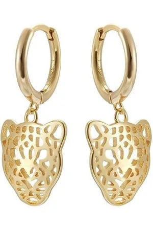 NoBrand Pendiente de Aro Leopardo Colgante Plata de 925 con Baño de Oro 18k 12mm