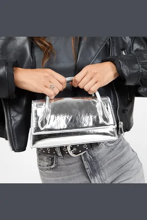 MISAKO Munay bolso de mano de fiesta con bandolera extraíble y acabado metalizado