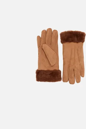 MISAKO Carlota guantes de antelina con puño efecto pelo