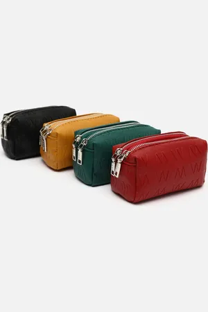 MISAKO Monoset portamonedas de doble cremallera con estampado monograma
