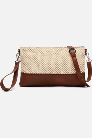 MISAKO Estena bolso bandolera pequeño efecto rafia con asa de mano