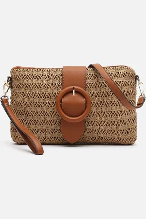 MISAKO Pomo bolso bandolera efecto rafia con asa de mano