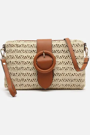 MISAKO Pomo bolso bandolera efecto rafia con asa de mano