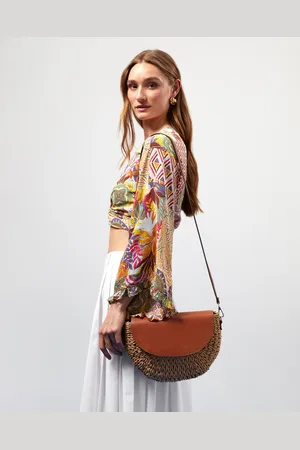 MISAKO Kesta bolso bandolera efecto rafia con solapa