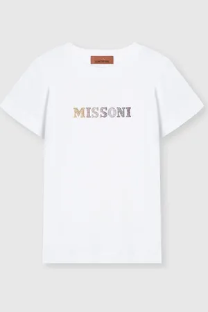 Missoni Camiseta de algodón con cuello redondo y estampado en pedrería, Niña, , Talla: 10