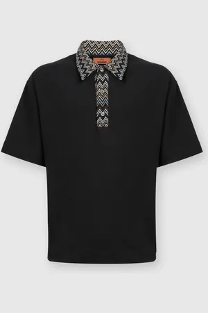 Missoni Polo de punto de algodón con inserciones de punto chevron, Hombre, , Talla: M