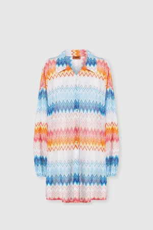 Missoni Camisa oversize en mezcla de viscosa lamé en zig zag, Mujer, , Talla: S