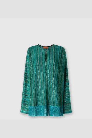 Missoni Blusa de manga larga en zigzag con lentejuelas y flecos, Mujer, , Talla: S