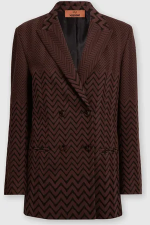Missoni Blazer cruzado de algodón y viscosa en zigzag, Mujer, , Talla: 40
