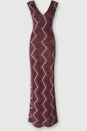 Missoni Vestido largo en zig zag con escote pronunciado y lentejuelas, Mujer, , Talla: 40
