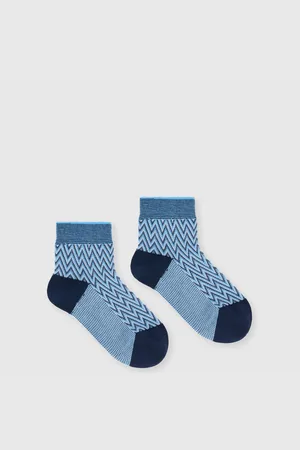 Missoni Calcetines cortos de algodón en zig zag, Mujer, , Talla: M