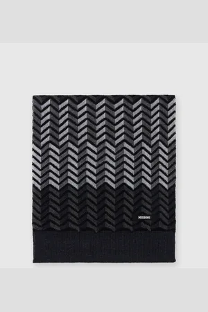 Missoni Bufanda de lana virgen en zig zag con logo, Niño, & Gris, Talla: I