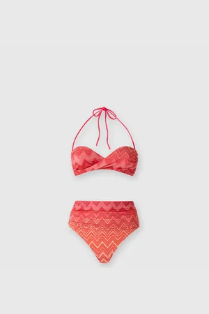Missoni Bikini de nailon elástico lamé en zig zag con braguita alta, Mujer, , Talla: 40