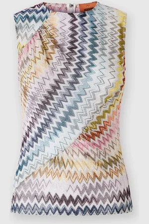 Missoni Top sin mangas en mezcla de viscosa lamé en zig zag, Mujer, , Talla: 38