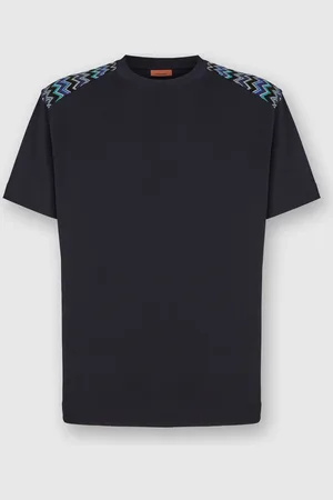 Missoni Camiseta de algodón con cuello redondo e inserciones de chevron en los hombros, Hombre, , Talla: M