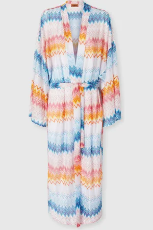 Missoni Abrigo kimono en mezcla de viscosa lamé en zigzag con cinturón en la cintura, Mujer, , Talla: S
