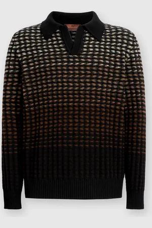 Missoni Polo de manga larga en punto de lana virgen texturizada, Hombre, , Talla: 48