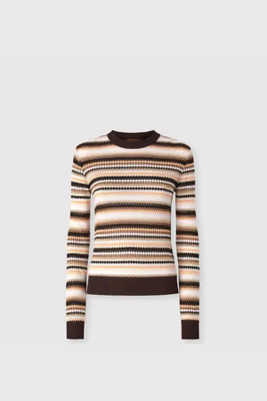 Missoni Jersey de cuello redondo de lana a rayas y viscosa, Mujer, , Talla: 36